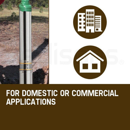 1HP Submersible Bore Water Pump Deep Well Irrigation Stainless Steel 240V.