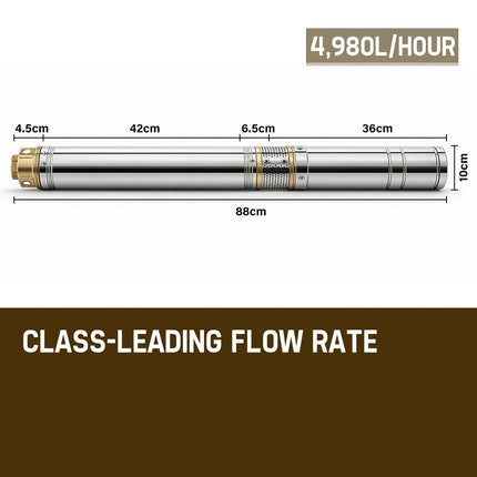 1HP Submersible Bore Water Pump Deep Well Irrigation Stainless Steel 240V.