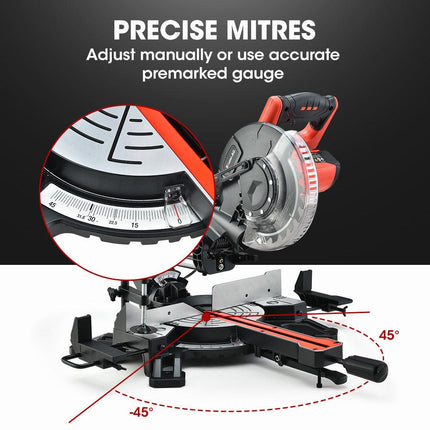 BAUMR-AG 210mm Compound Mitre Saw Dual Bevel Sliding Drop Saws 1500W.