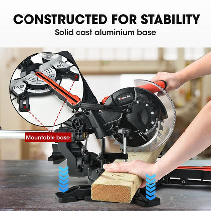 BAUMR-AG 210mm Compound Mitre Saw Dual Bevel Sliding Drop Saws 1500W.
