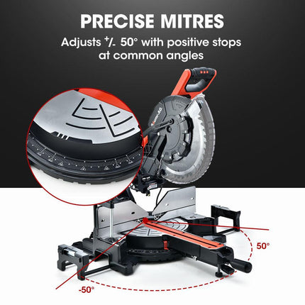 BAUMR-AG 305mm Compound Mitre Saw Dual Bevel Sliding Drop Saws 2200W.