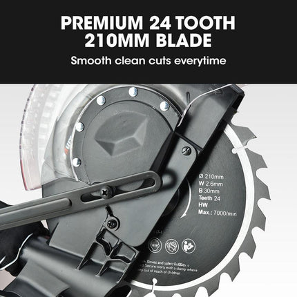 BAUMR-AG 210mm Sliding Compound Mitre Drop Saw and Adjustable Stand Combo.