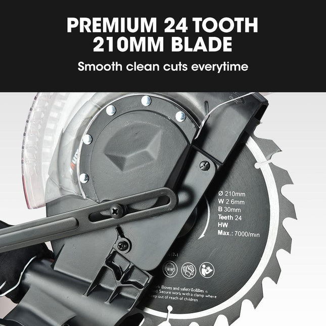 BAUMR-AG 210mm Sliding Compound Mitre Drop Saw and Adjustable Stand Combo.