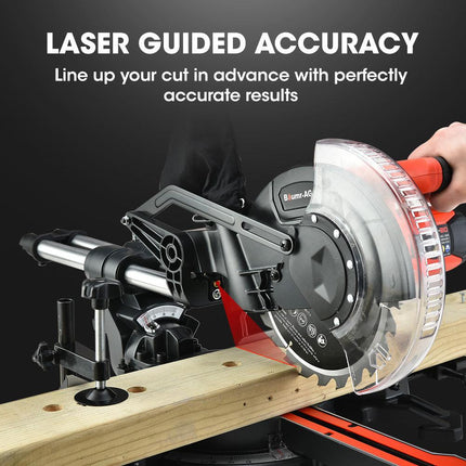 BAUMR-AG 210mm Sliding Compound Mitre Drop Saw and Adjustable Stand Combo.