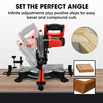 BAUMR-AG 210mm Sliding Compound Mitre Drop Saw and Adjustable Stand Combo.