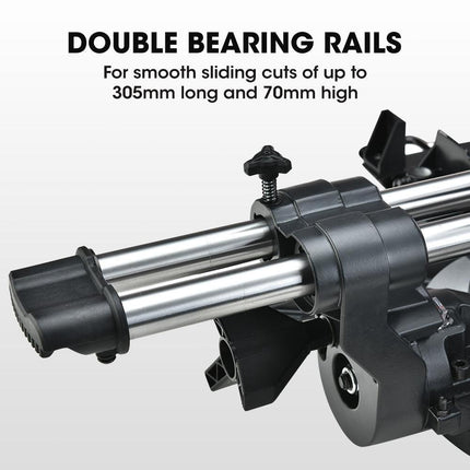 BAUMR-AG 210mm Sliding Compound Mitre Drop Saw and Adjustable Stand Combo.