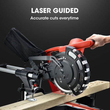 BAUMR-AG 254mm Sliding Compound dual Mitre Drop Saw and Adjustable Stand Combo.