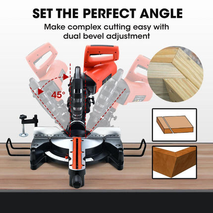 BAUMR-AG 254mm Sliding Compound dual Mitre Drop Saw and Adjustable Stand Combo.