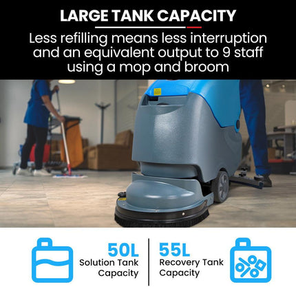 Auch FSH18 Floor Scrubber & Dryer, 490mm, Battery Powered, Walk Behind, Multi-purpose Commercial Grade Machine.