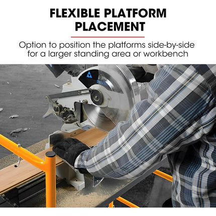 BAUMR-AG Mobile Scaffold Platform, 226kg Load, Steel Frame, Dual Height, Folding for easy Transport and Storage, Locking Castors, Tool Tray.