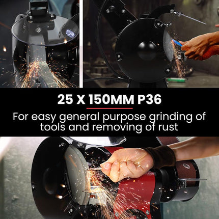 BAUMR-AG Bench Grinder and Belt Sander Combo, 150mm Grinding Disc, 50 x 686mm Linisher, Brushless Motor, Worklight.