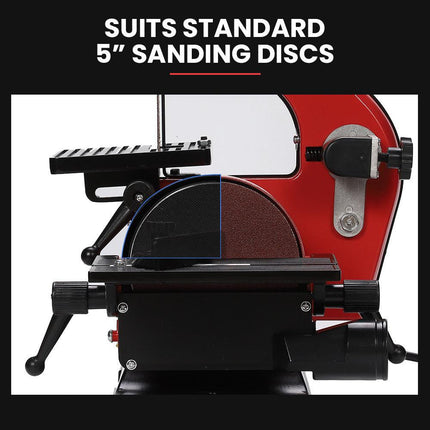 BAUMR-AG Bench Vertical Belt and Disc Sander Combo, 25mm Linisher, 125mm Sanding Disc, Brushless Motor, Dust Collection Ports.