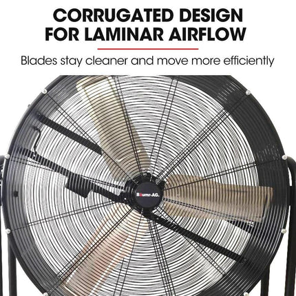 BAUMR-AG 36" 914mm Industrial Mobile Floor Drum Fan, 290W Brushless Motor, Tilting, Large, Commercial, Heavy-duty Frame, EESS Certified.