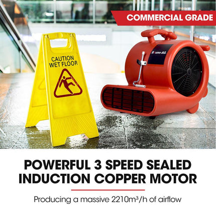 Baumr-AG 3-Speed Carpet Dryer Air Mover Blower Fan, 1300CFM, Sealed Copper Motor, Poly Housing.