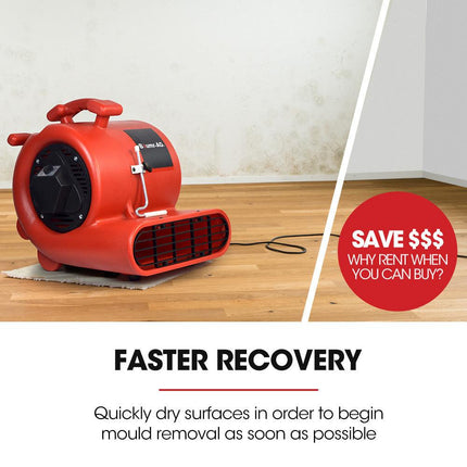 Baumr-AG 3-Speed Carpet Dryer Air Mover Blower Fan, 1300CFM, Sealed Copper Motor, Poly Housing.