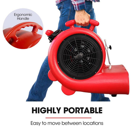 Baumr-AG 3-Speed Carpet Dryer Air Mover Blower Fan, 1300CFM, Sealed Copper Motor, Poly Housing.