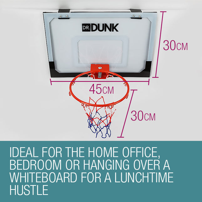 Dr.Dunk Indoor Mini Basketball Hoop Ring Backboard Kit Door Mounted Mount Kid Set.