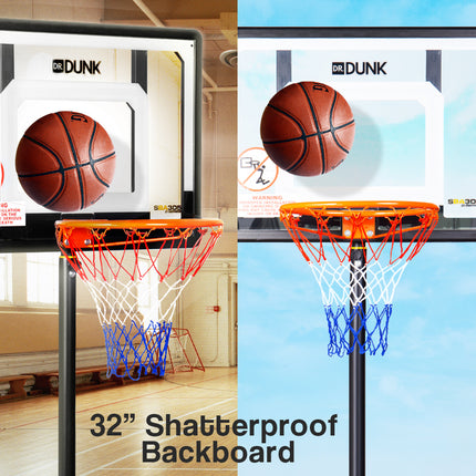 Dr.Dunk Adjustable Basketball Stand System Kids Hoop Portable Height Rim Ring.