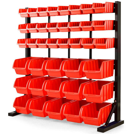 BAUMR-AG 39 Parts Bin Rack Storage System Floor Mount - Red.