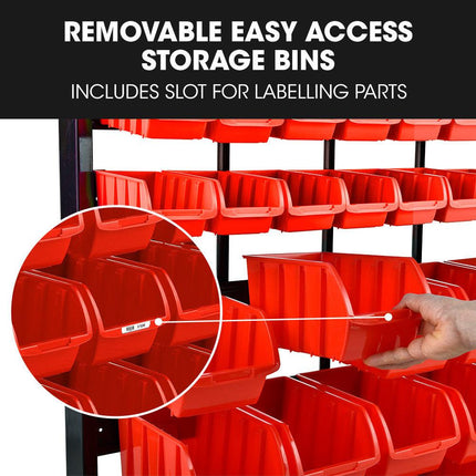 BAUMR-AG 39 Parts Bin Rack Storage System Floor Mount - Red.