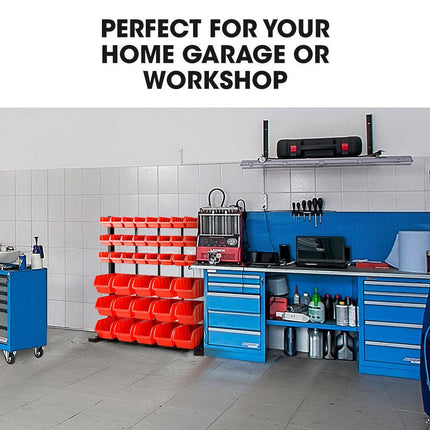 BAUMR-AG 39 Parts Bin Rack Storage System Floor Mount - Red.