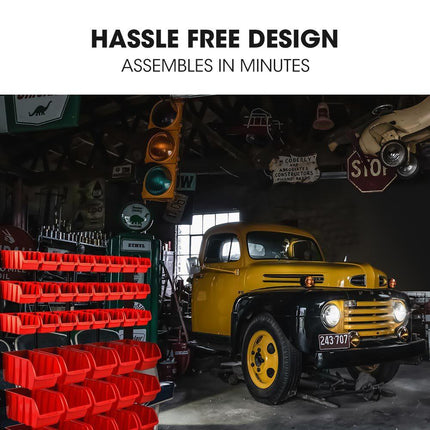BAUMR-AG 39 Parts Bin Rack Storage System Floor Mount - Red.