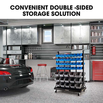 BAUMR-AG 94 Parts Bin Rack Storage System Mobile Double-Sided - Blue.