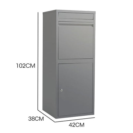 FORTIA Freestanding Parcel Post Box Letterbox, Letter Slot, Woodland Grey.