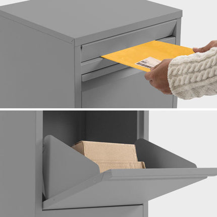 FORTIA Freestanding Parcel Post Box Letterbox, Letter Slot, Woodland Grey.