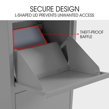 FORTIA Freestanding Parcel Post Box Letterbox, Letter Slot, Woodland Grey.