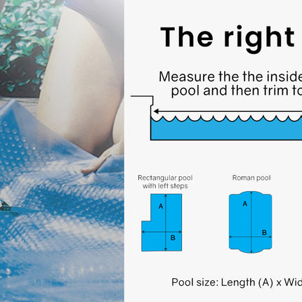 AURELAQUA Pool Cover 400 Micron 7.5x3.2m Solar Blanket Swimming Thermal Blue.