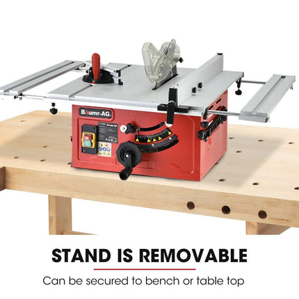 Baumr-AG 2000W 254mm Corded Table Saw with Stand, Extendable, Laser Guide.