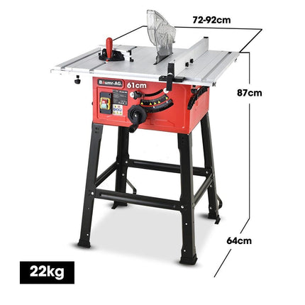Baumr-AG 2000W 254mm Corded Table Saw with Stand, Extendable, Laser Guide.