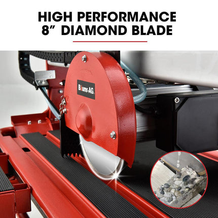 BAUMR-AG 800W Electric Tile Saw Cutter with 200mm (8") Blade, 720mm Cutting Length, Side Extension Table.