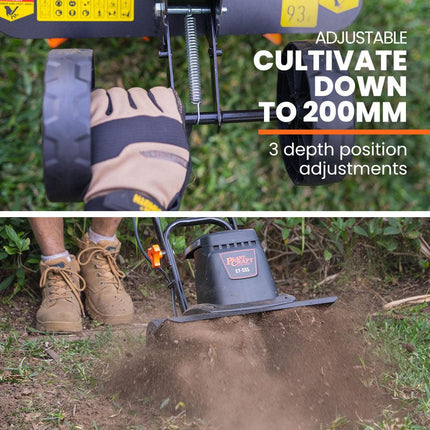 PLANTCRAFT Electric Rotary Hoe Garden Tiller Soil Cultivator, Adjustable Depth, 6 Tines.