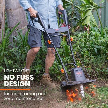 PLANTCRAFT Electric Rotary Hoe Garden Tiller Soil Cultivator, Adjustable Depth, 6 Tines.