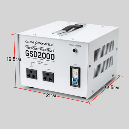 Genpower 2000W Step Down Transformer 240V-110V Stepdown Voltage Converter AU-US.