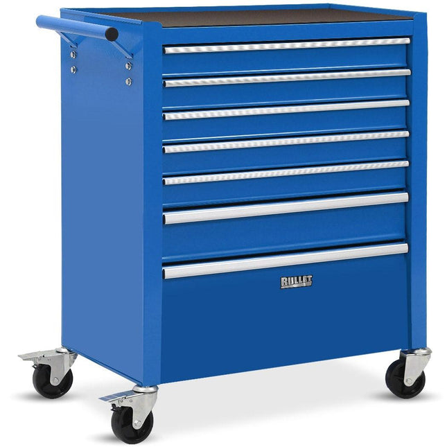 BULLET Pro 7 Drawer Tool Box Cabinet Trolley Storage, Toolbox Garage Organiser Set, Blue.