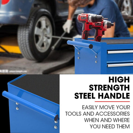 BULLET Pro 7 Drawer Tool Box Cabinet Trolley Storage, Toolbox Garage Organiser Set, Blue.