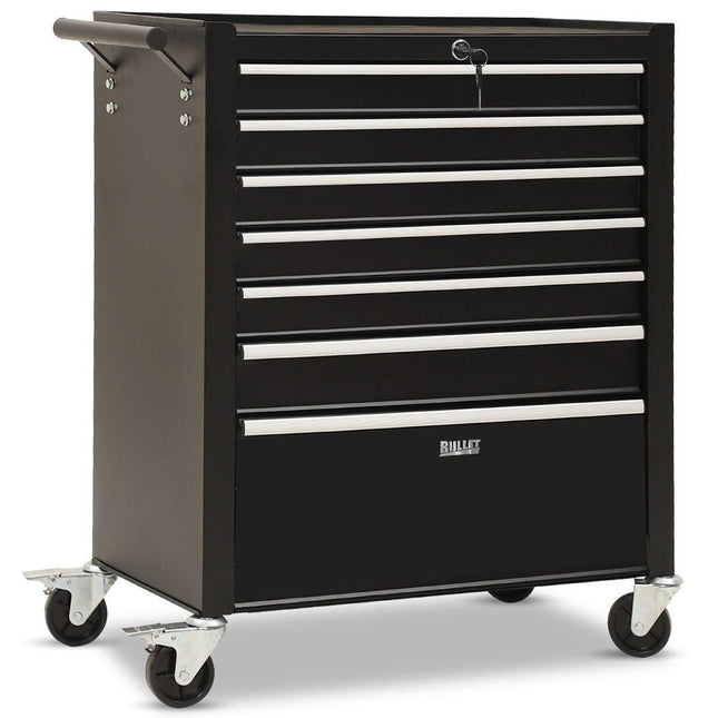 BULLET Pro 7 Drawer Tool Box Cabinet Trolley Storage, Toolbox Garage Organiser Set, Black.
