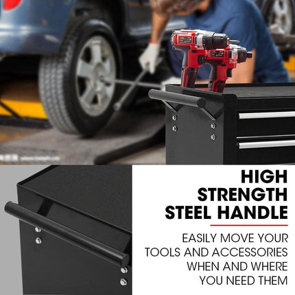 BULLET Pro 7 Drawer Tool Box Cabinet Trolley Storage, Toolbox Garage Organiser Set, Black.