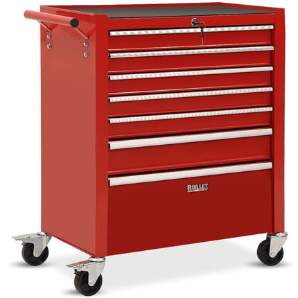 BULLET Pro 7 Drawer Tool Box Cabinet Trolley Storage, Toolbox Garage Organiser Set, Red.