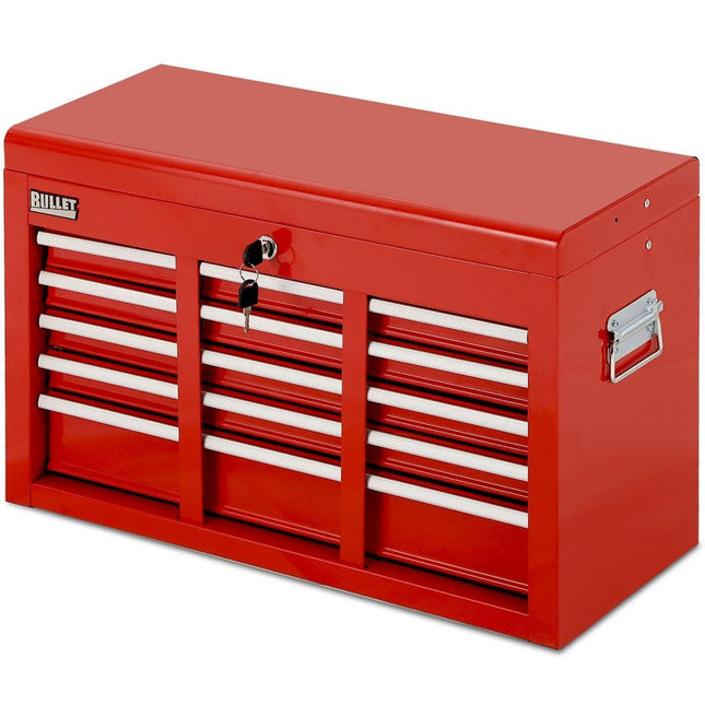 BULLET Pro 9 Drawer Tool Box Chest, Organiser Mechanic Garage Storage Toolbox Set - Red.