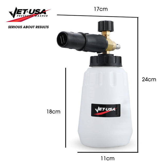 Jet-USA Soap Foam Snow Cannon with 1L Bottle, Works with Petrol and some Electric Pressure Washers.