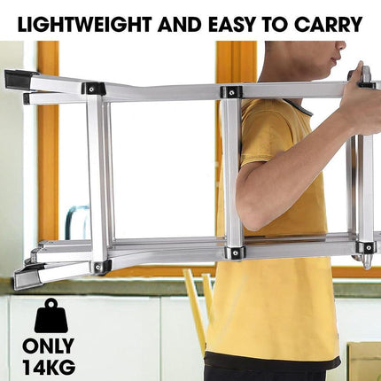 Bullet 5.1m Folding Aluminium Multipurpose Ladder, w/ Workshelf Platform, Spring Assisted Rapid Safety Lock Adjusters.