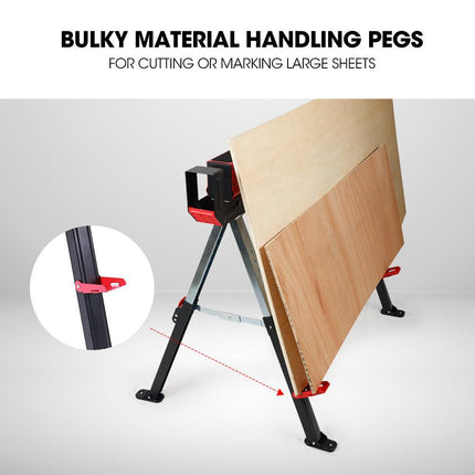 BAUMR-AG 2 x Steel Saw Horse, Folding Height Adjustable Sawhorse, 1180kg Capacity, 2x4 Support Arms.