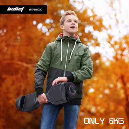 BULLET SX-2500 Hoverboard Scooter, 500W Brushless, UL Certified, AU Compliant, 6.5-inch Off-Road Style Tyres, Superior Self Balancing System, LED Lights, Black.