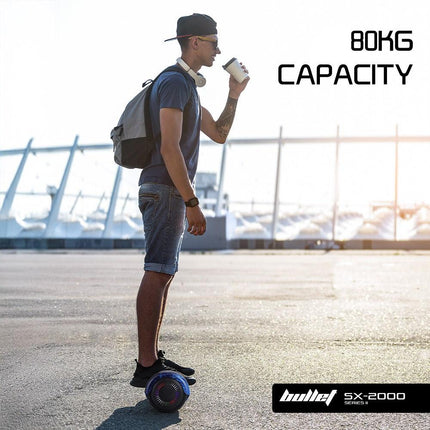 BULLET SX-2000 Hoverboard Scooter, 500W Brushless, Superior Self Balancing System, UL Certified, LED Lights, Blue Galaxy.