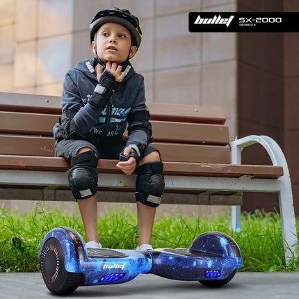 BULLET SX-2000 Hoverboard Scooter, 500W Brushless, Superior Self Balancing System, UL Certified, LED Lights, Blue Galaxy.