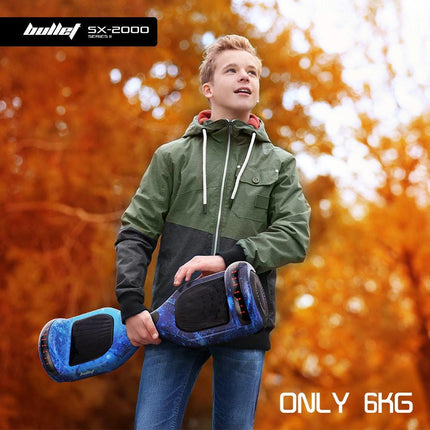 BULLET SX-2000 Hoverboard Scooter, 500W Brushless, Superior Self Balancing System, UL Certified, LED Lights, Blue Galaxy.